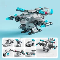 Mini size 6 In 1 Building Blocks DIY Police Car Fire Truck Castle Model Bricks Kids Educational Toys Gifts - Image 2