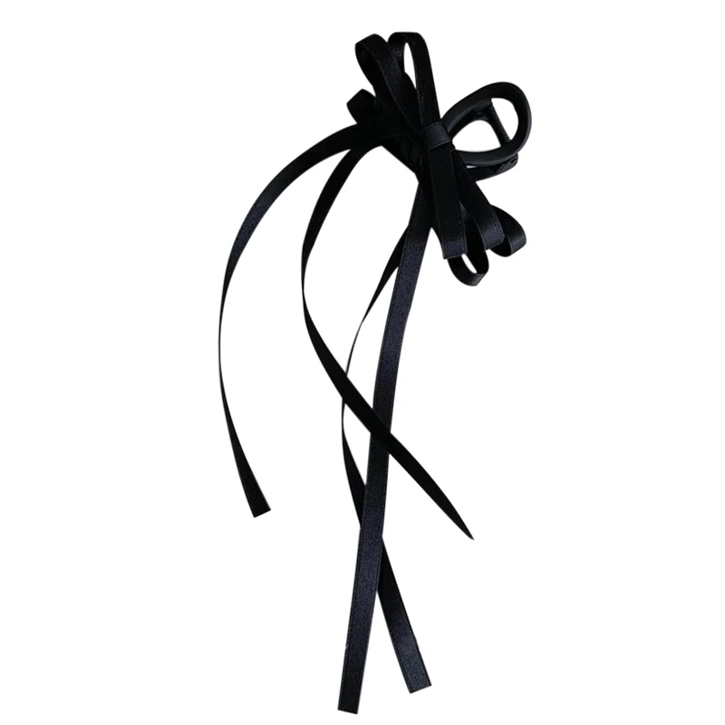 Fashion Black Ribbon Bow Claw Clip Back Butterfly Clips Shark Clip Donna Nuovi Accessori Per Capelli Smerigliati Clip Artiglio Per Capelli