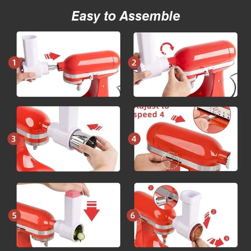 Cheese Slicer Shredder Attachment for Kitchenaid Stand Mixer Replace Kitchenaid Shredder Accessories with 3 Blades food mixer