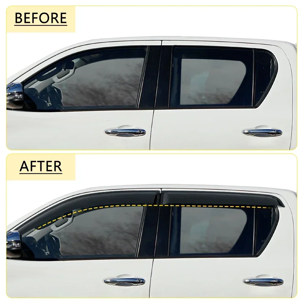 Window Visor Wind Deflector Weather Shield For Toyota Hilux Revo 2015 4PCS/Set Double Cabin Accessories