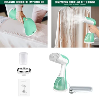 Vaporizzatore portatile per indumenti con riscaldamento rapido 30s, vaporizzatore portatile in tessuto per vestiti, ferro da stiro, vapore da viaggio, fai da te, serbatoio da 300 ml per la casa 1
