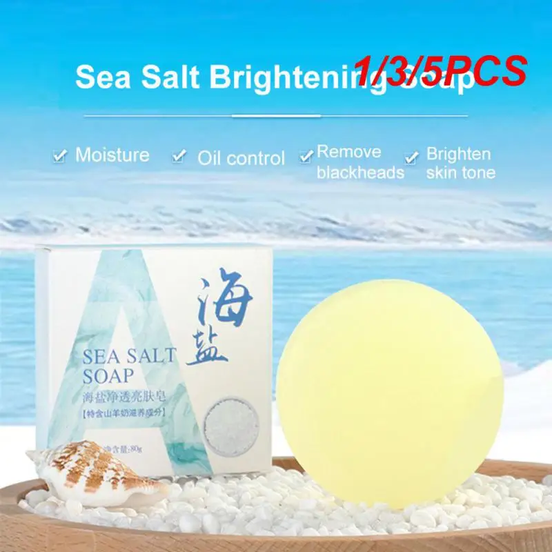 

1/3/5PCS Sea Salt Soap Oil Whitening Control Remover Moisturize Face Wash Acne Goat Milk Soap Deep Cleansing Pores Blackheads