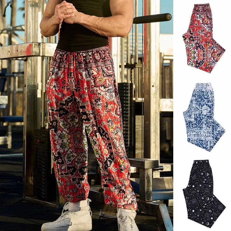 

2023 New Men's Spring and Autumn Leisure Sports Pants Trend Hip Hop Printed Pants Elastic Totem Printed Comfortable Casual Pants