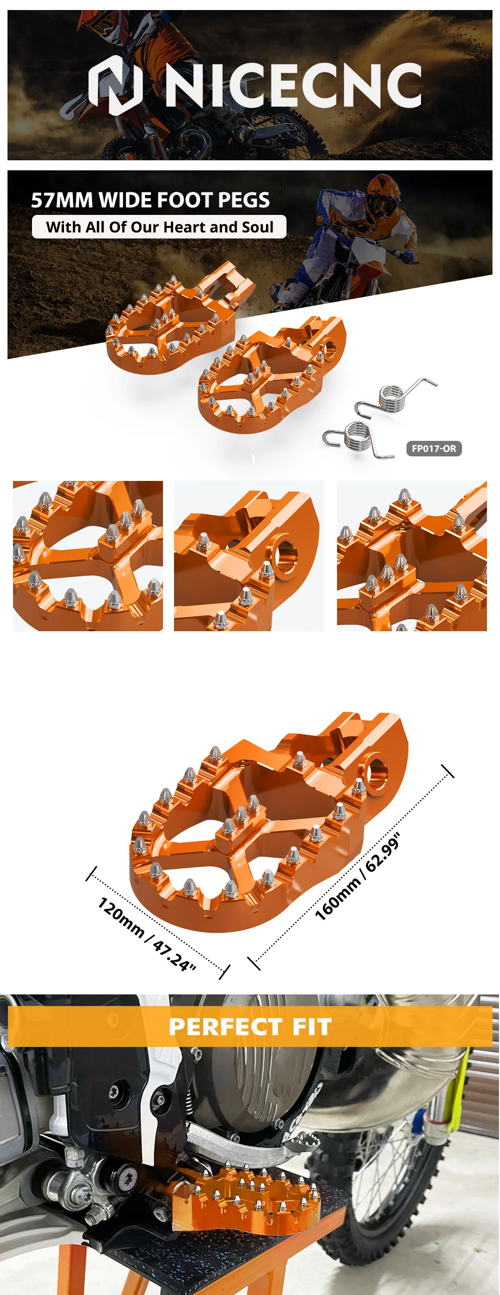NICECNC Für KTM EXC 300 250 XCW EXCF 450 350 2023 SX 125 SXF 450 2022 2021 Husqvarna TE 300 GasGas EC 300 Fußrasten Fußrasten Kit – Detail 1