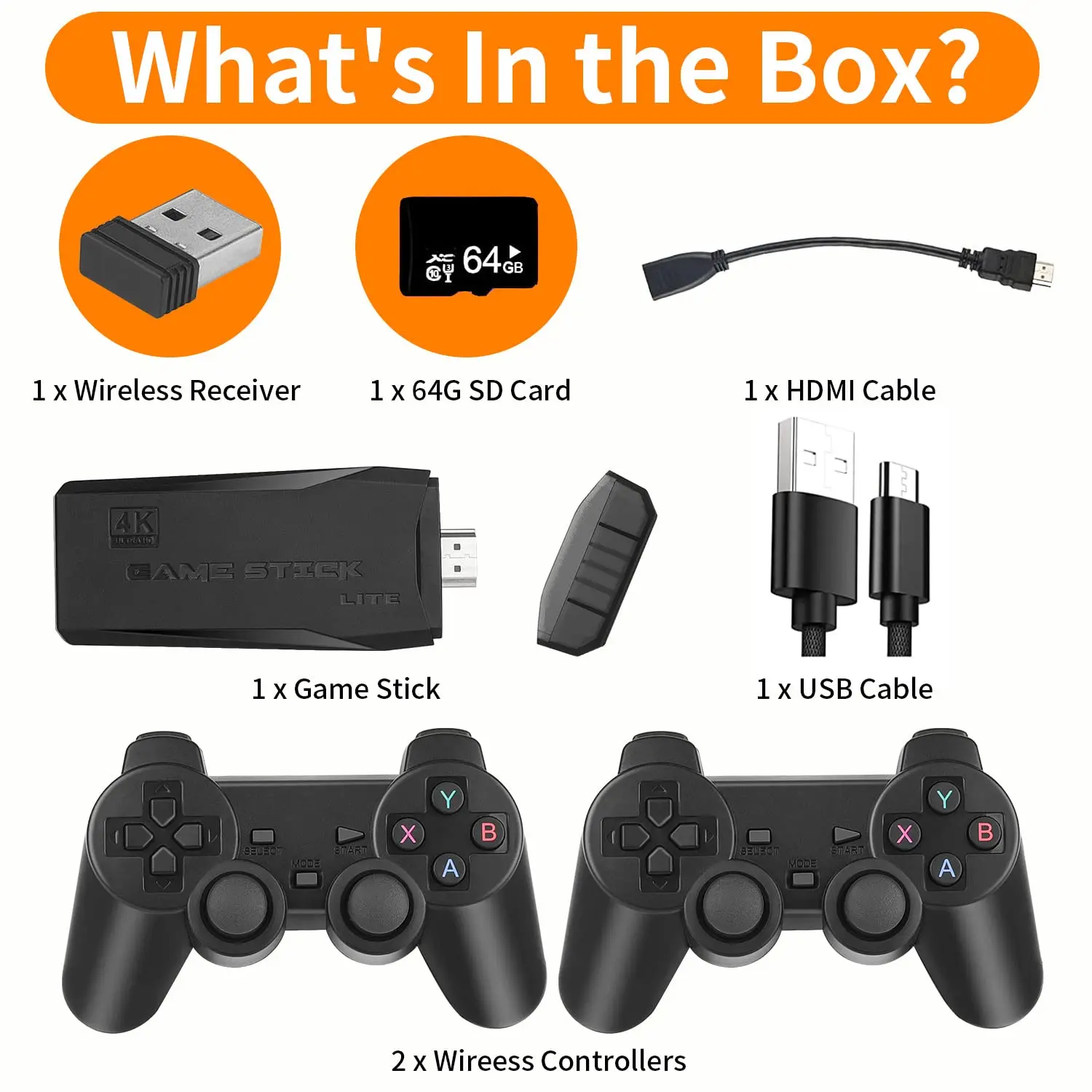 Game Stick 4K HD Video Console 2.4G Double Wireless Controller For PS1/FC/GB/GBA Retro TV Dendy Game Console 20000+ Games Sticks