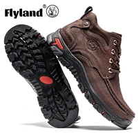 FLYLAND Men's Chukka Boots Casual Leather Shoes Fashion Vintage Handmade Male Sneakers