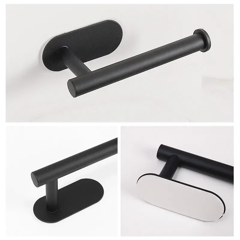 Toilet Paper Holder No Punching Wall Mounted Toilet Paper Holder Rustproof Anticorrosion Stainless Steel Bathroom Kitchen Roll Paper Toilet Holder