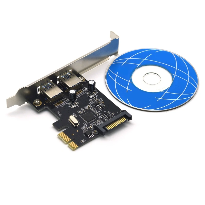 

PCI-E to USB 3.0 Gen 1 2-Port Expansion Card PCI for Express USB Add in Card Internal USB Hub Converter for Desktop PC H