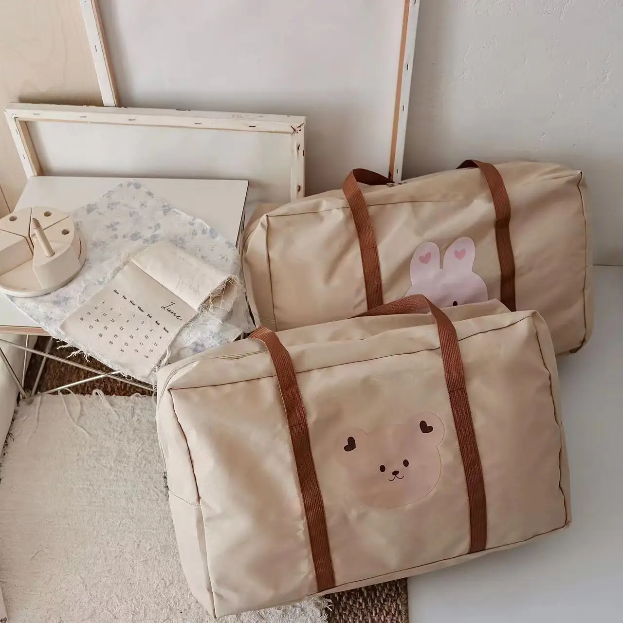 Cartoon Mommy Bag Large Capacity Kindergarten Quilt Storage Bag Moving Artifact Oxford Essential for Outdoor Travel travel bag diaper bag maternity bag