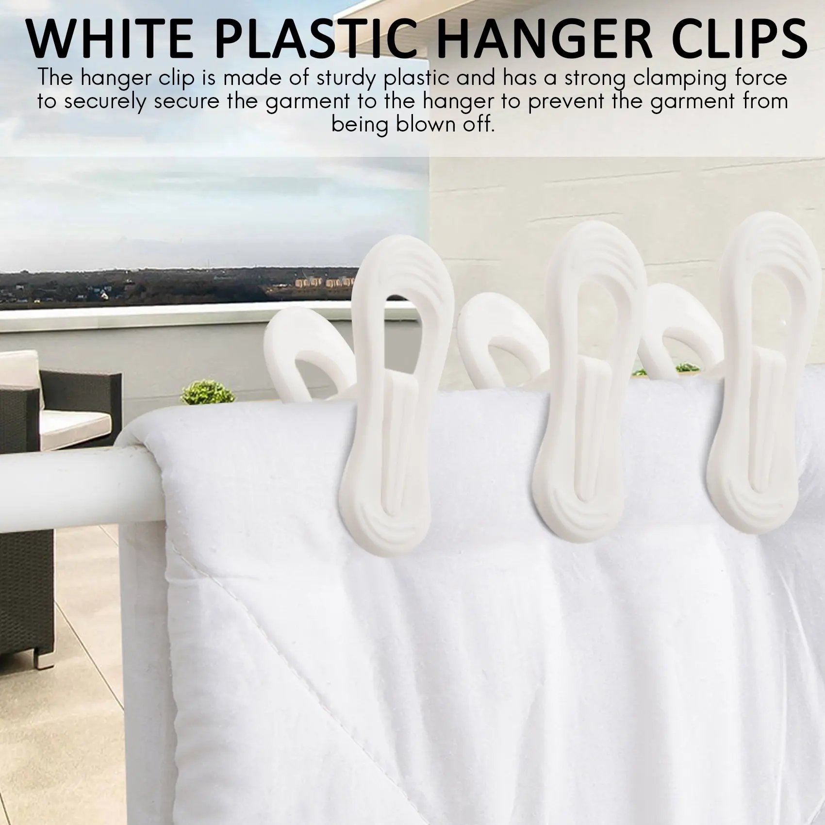 40Pcs White Plastic Hanger Clips, Clips for Use with Slim-Line Clothes Finger Clips Washing Line Laundry Pegs 3