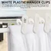 40Pcs White Plastic Hanger Clips, Clips for Use with Slim-Line Clothes Finger Clips Washing Line Laundry Pegs 3