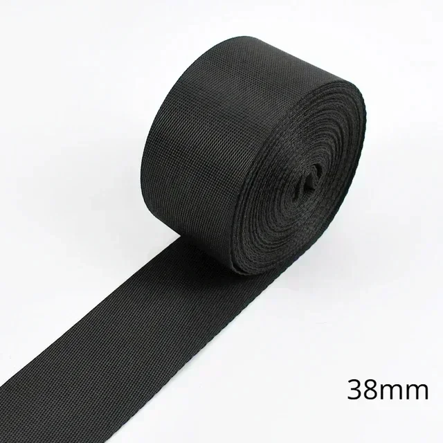 Durable Black Nylon Webbing Straps for DIY Sewing and Craft Projects - 5M Roll, 10-100mm Width
