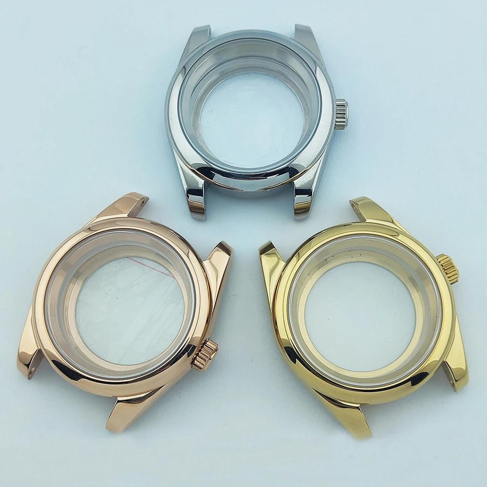Men's Gold Watch Case with Sapphire Glass and Waterproof Design
