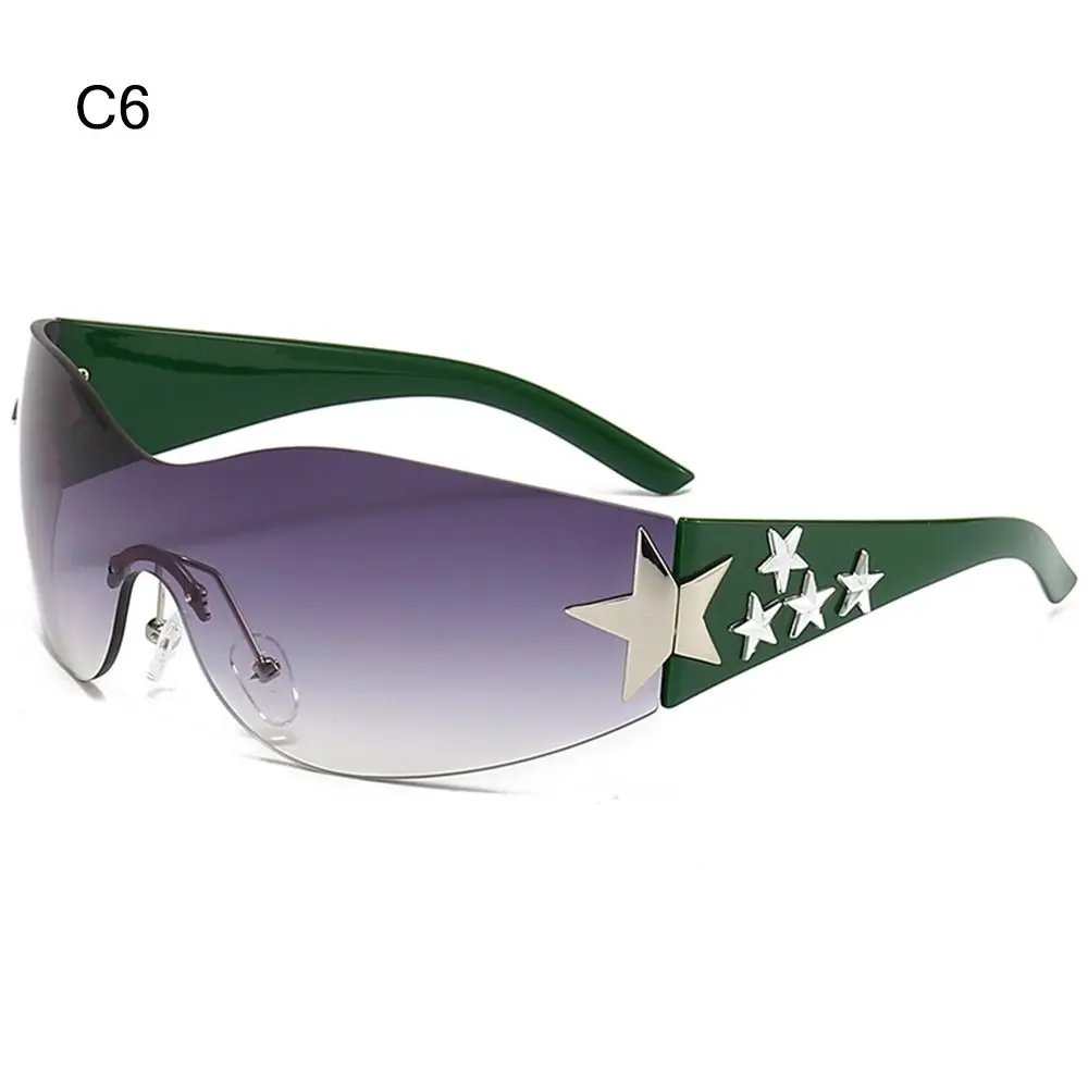 Futuristic Punk Y2K Star-Embellished Wrap Sunglasses - UV400 Protection Eyewear