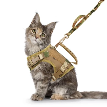 Tactical Cat Harness and Leash Set For Walking Escape Proof Pet Vest Harness Soft Mesh With Control Handle For Cats Small Dogs 1