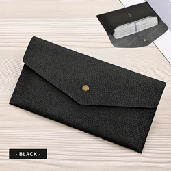 Classic Unisex Long Wallet - Large Capacity Minimalist Cash Holder with Coin Pocket (Black)