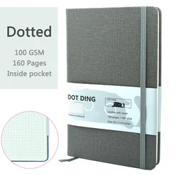 Premium A5 Dotted Notebook with Cloth Hardcover and 100 GSM Paper - Ideal for Planning, Journaling, and Note-taking (A123-Gray-A5)