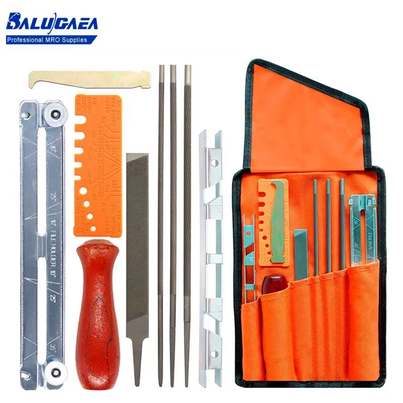 9pcs/set Chainsaw Chain Sharpening File Kit Round/Flat File Guide Bar