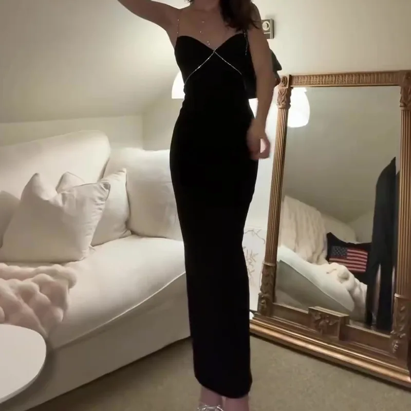 

New Black Slim Slip Dress For Summer 2024 Sleeveless Sweetheart Neck Elegant Dress