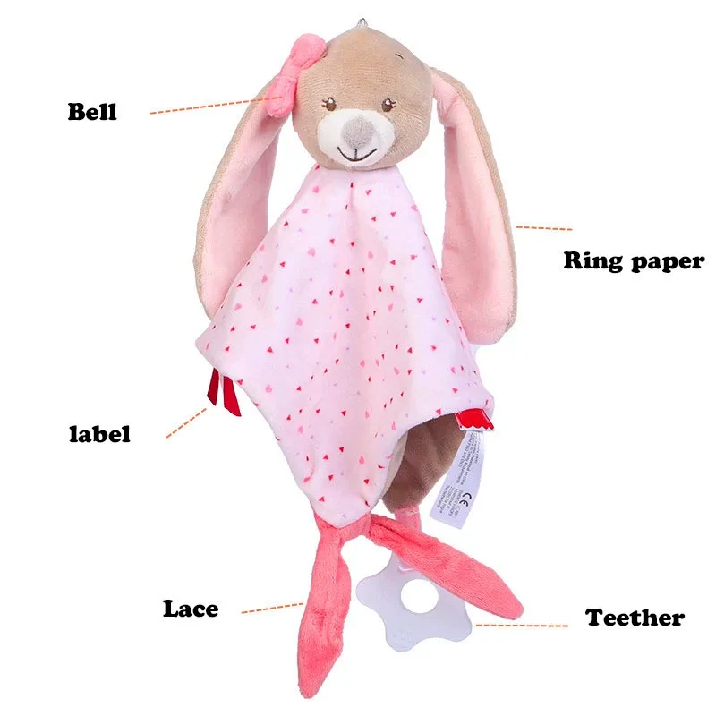 Plush Dolls Toys Baby Toys Cute Elephant Plush Teether Rattle Toys Soft Blanket Stuffed Animals Towel Doll Games Newborn Babies 0 12 Months