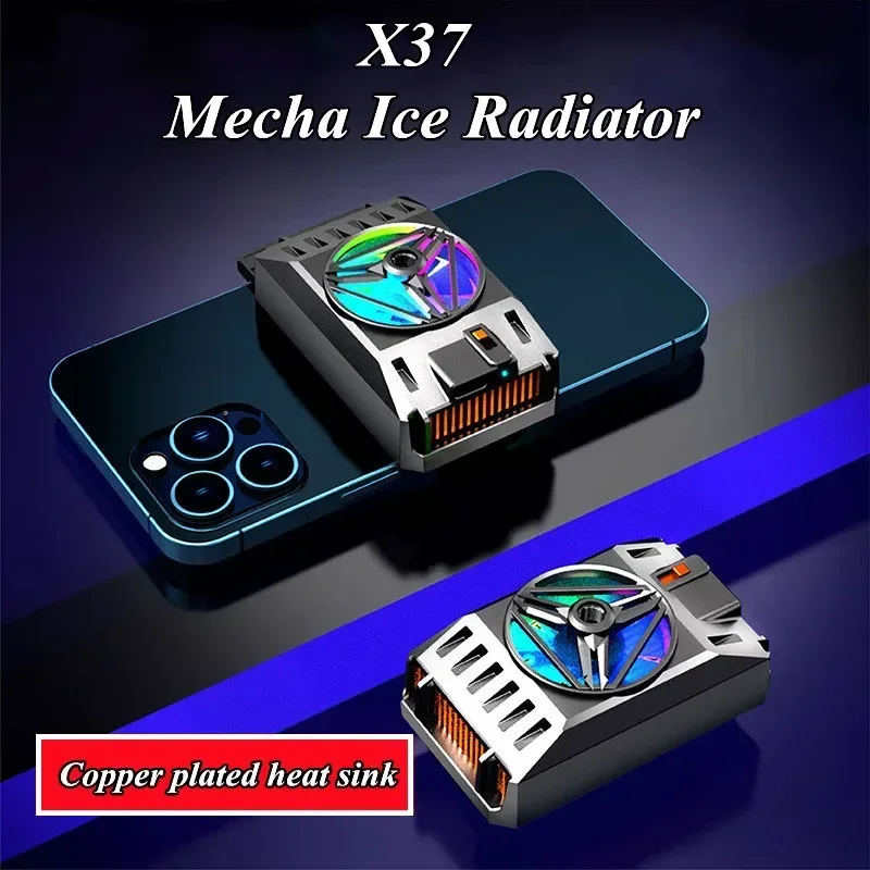 

X37 Mobile Phone Semiconductor Back-clip Type-c System PUBG Game Cooler for IPhone Samsung Xiaomi Universal Cooling Fan Radiator