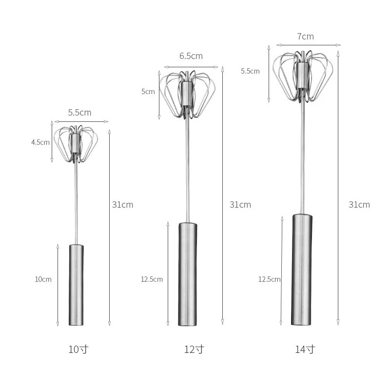 Egg beater Rotary whisk Semi-automatic Egg Beater Stainless Steel Whisk Manual Press Type Rotary Egg Beater Self Turning Stirrer Kitchen Accessories