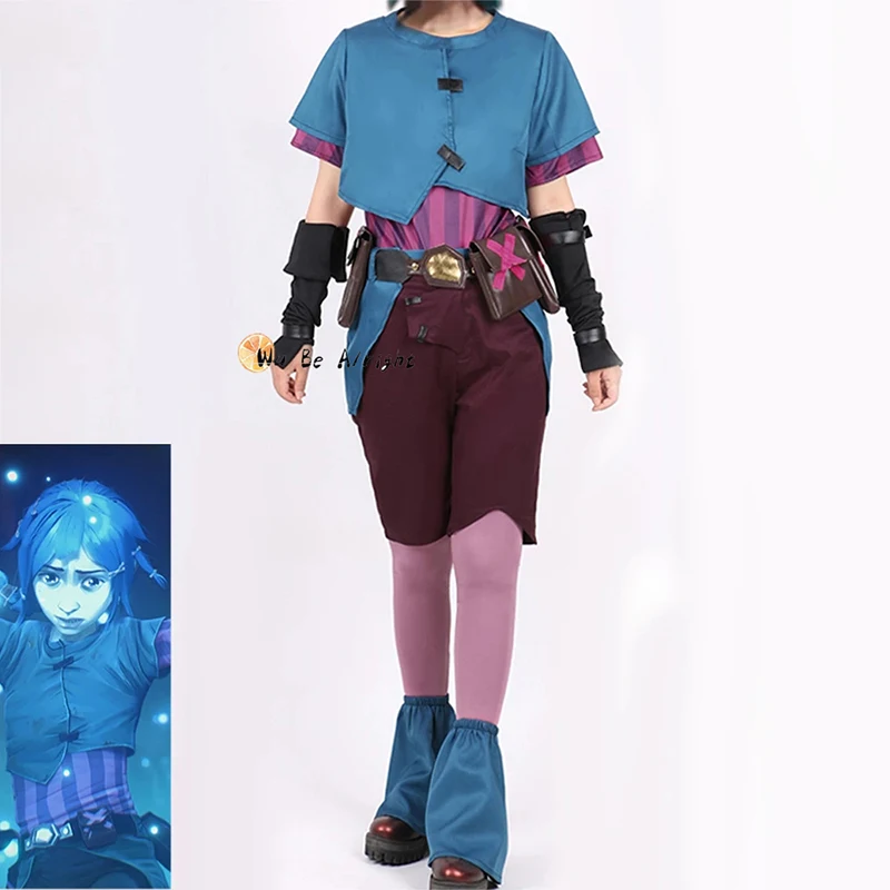 Arcane Jinx  ڽ ǻ    ҷ ǻ  Ƽ  Arcane Jinx Blue Braid Wig And Shoes
