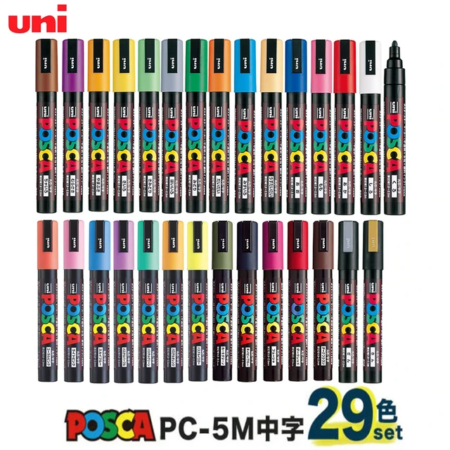 UNI POSCA Mitsubishi Paint Marker Pen Medium Point PC-5M 29 Full Colors Set