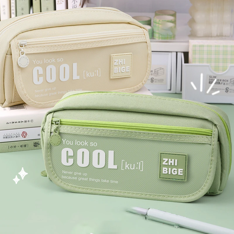 

Крутая Женская вместительная сумка для карандашей, милая большая сумка на молнии, Портативная сумка для хранения, корейские канцелярские принадлежности, школьные и офисные принадлежности