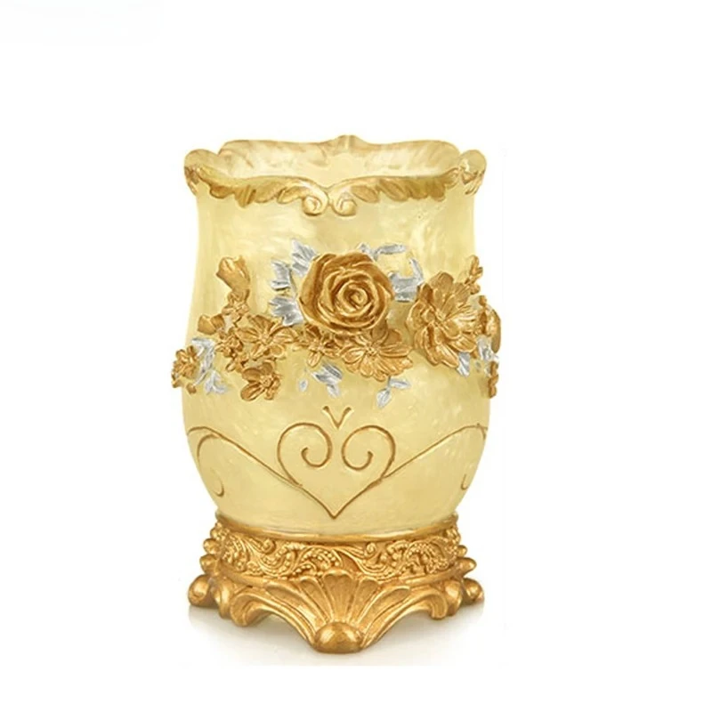 Mundspülbecher mit Blumenmuster aus Harz, kreative Zahnbürstenhalter für Zuhause und Badezimmerregale_voghion.com