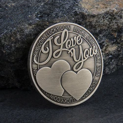 Romantic I Love You More Commemorative Copper Coin Souvenir (Brown)