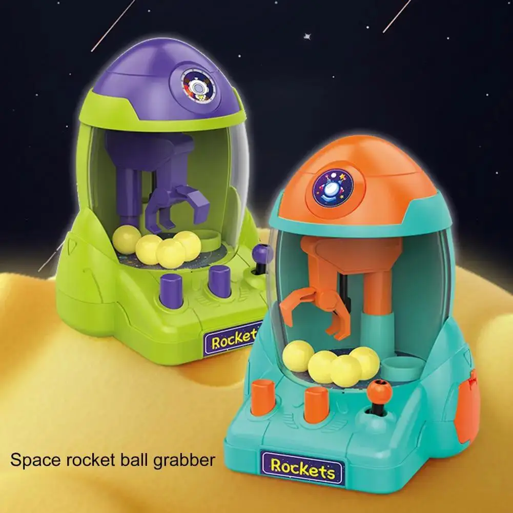 Children's Mini Grab Ball Machine Cartoon Rocket Rocker Clamping Bean Game Machine Puzzle mini maquina expendedora  kids toys 3