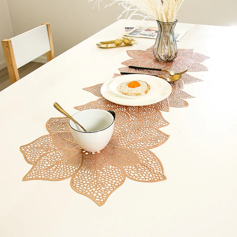 

PVC Table Flag Long Solid Color Bronzing Table Flag Creative Irregular Flower Nordic Light Luxury Decoration