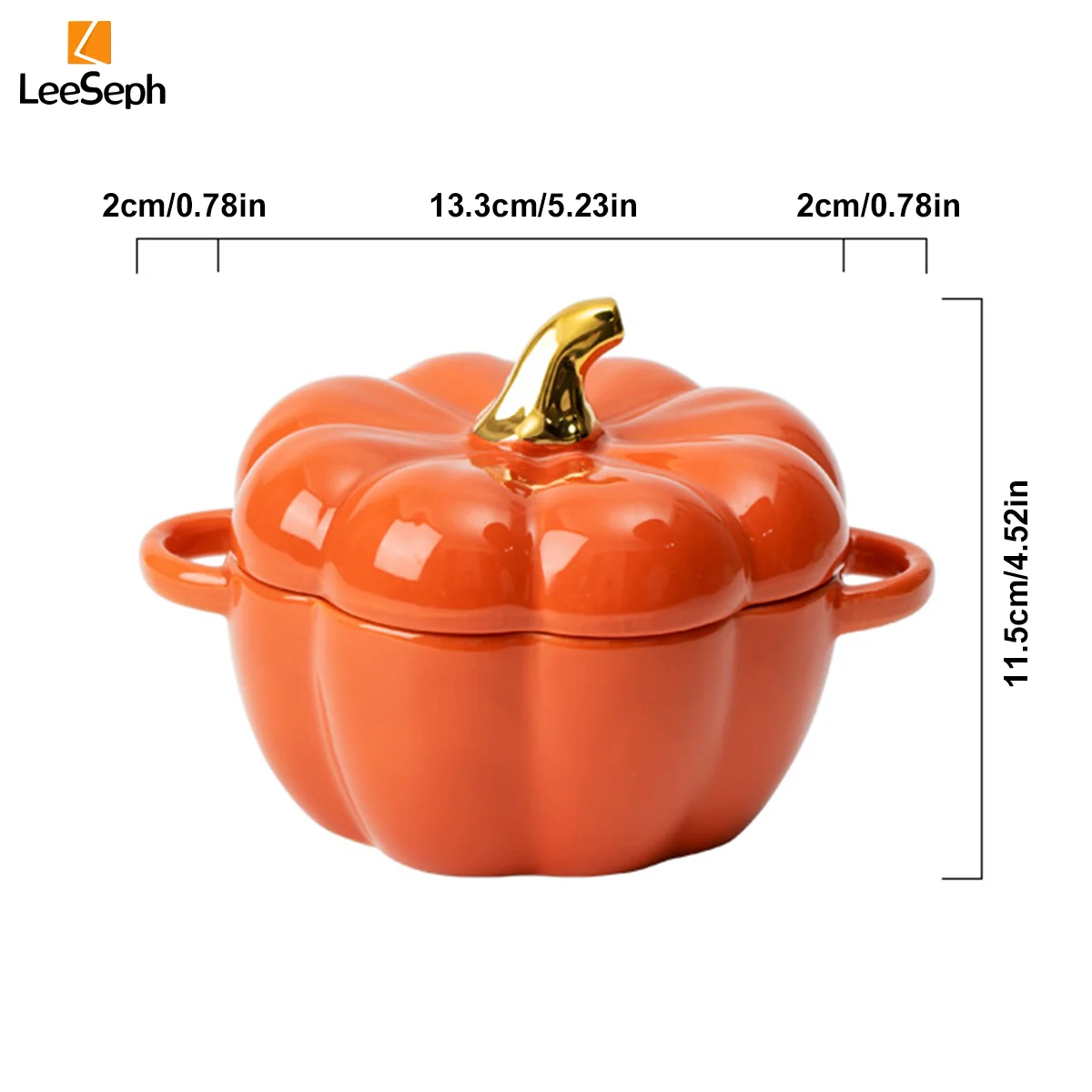 Leeseph Halloween Pumpkin Pot with Lid, Pumpkin Pottery Dessert Saucepan, Cute Casserole, Ideal Gift For Halloween