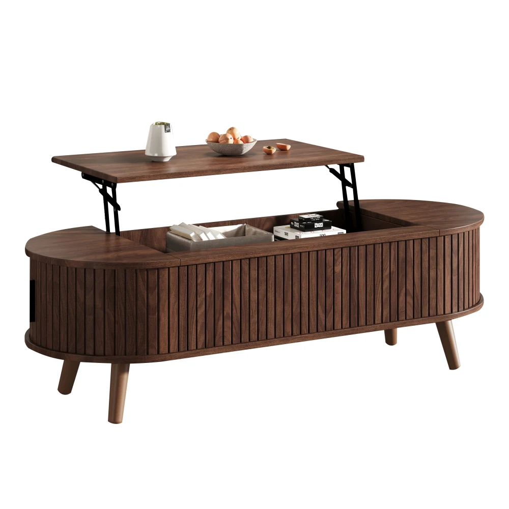 Moderner Couchtisch mit aufklappbarer Tischplatte, 120 x 50 x 39,5 cm, höhenverstellbar auf 53,5 cm, Wohnzimmertisch mit verstecktem Stauraum, Sofa-Beistelltisch – Detail 19