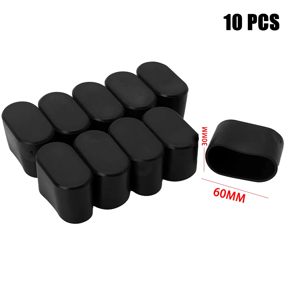Oval Chair Leg Caps - 10-Pack Rubber Protectors for Indoor & Outdoor Furniture