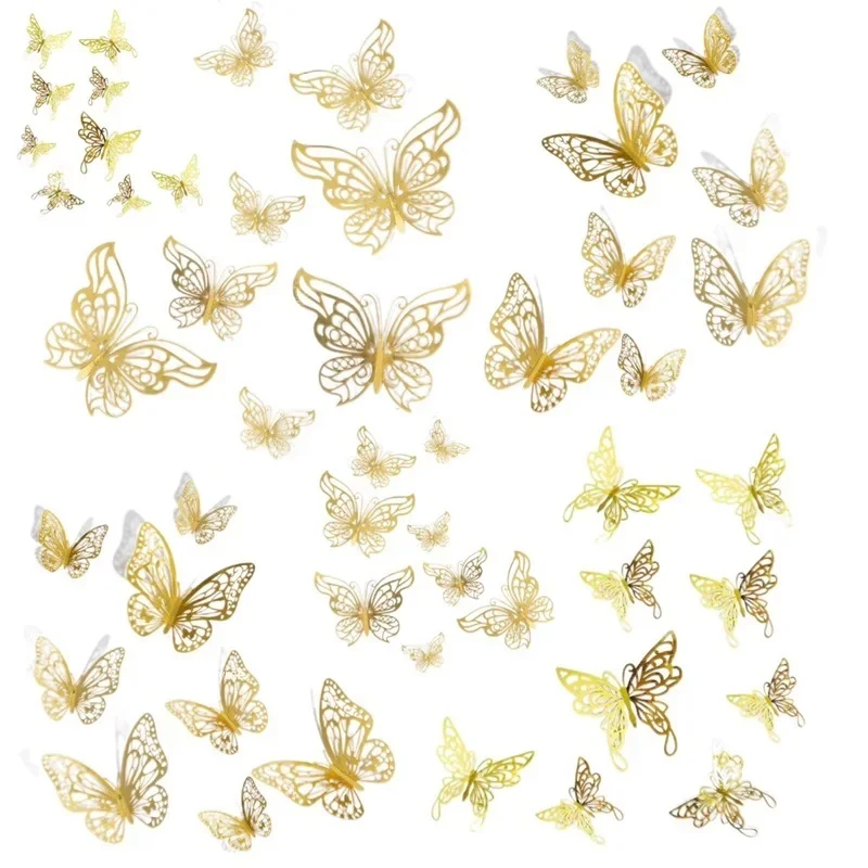 Butterfly 48 Pcs Gift Packing Decorative 3d Butterflies Decals Flower Arrangement Wall Paper Ornament DIY Wrapping