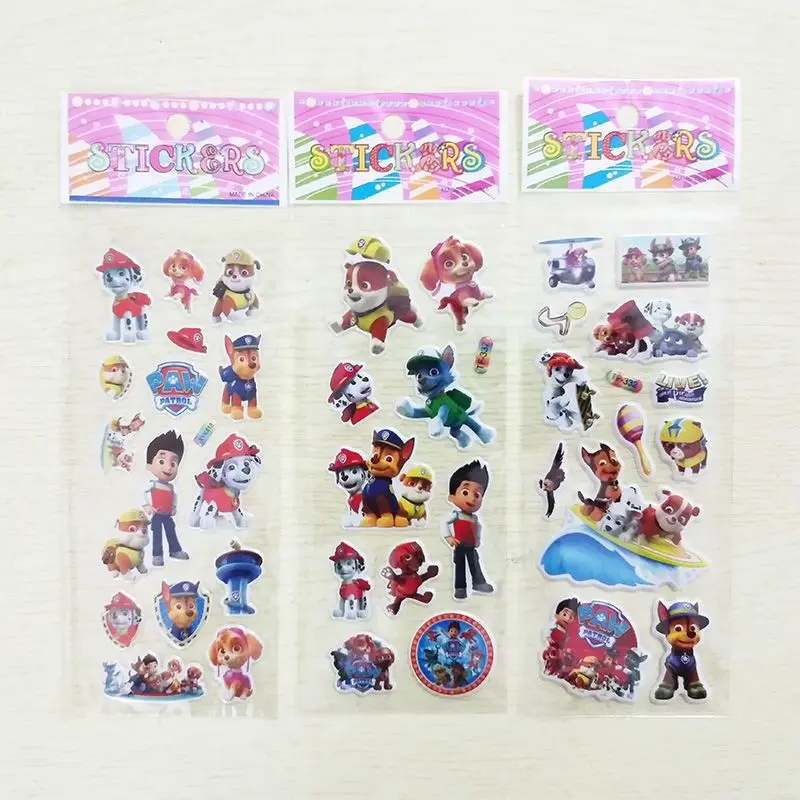 6/12PCS Paw Patrol Dog Toy 3D Sticker Children&rsquo;s Anime Cartoon Bubble Paste Thicken Reward Sticker Kids Toys Gift 3d stickers