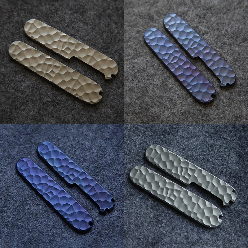 

Titanium Alloy Knife Handle Patches Scales for 91MM Victorinox Swiss Army Knives With Slot Stone Stria Pattern DIY Make Parts