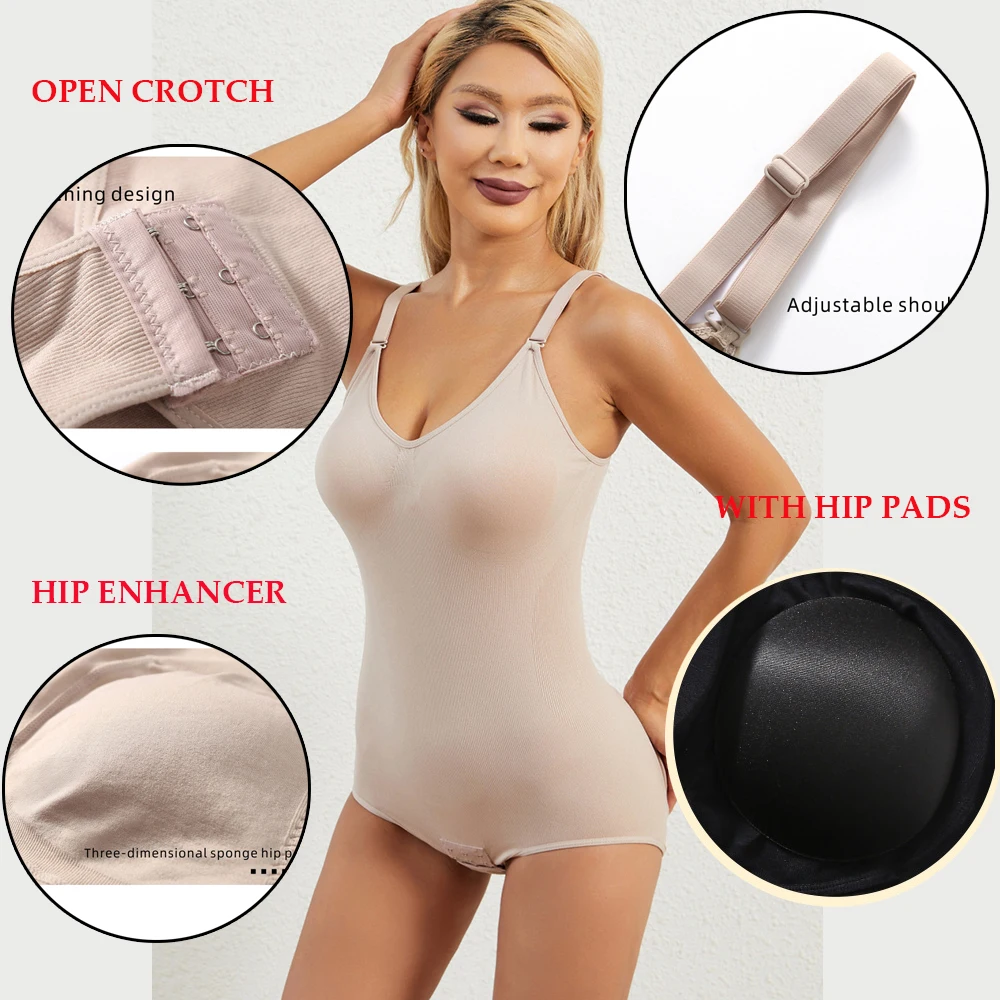 Hip Shapewear Bodysuit with Hip Pads Women Tummy Control Panties Hip Enhancer Body Shaper Bodysuit