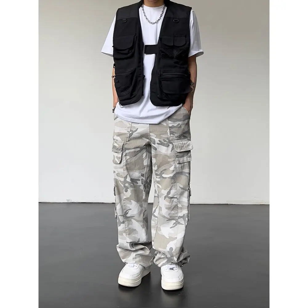 Camo Pants Baggy Jeans Hip Hop Trousers for Men Oversize Cargo Streetwear Denim Y2k Man Trendyol Woman Casual Grey Men's