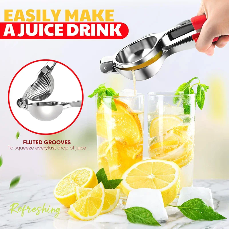 레몬 압착기 특대형, 레몬 압착기 주서기 스테인리스 스틸, 헤비 듀티 수동 감귤류 주서기 핸드 프레스