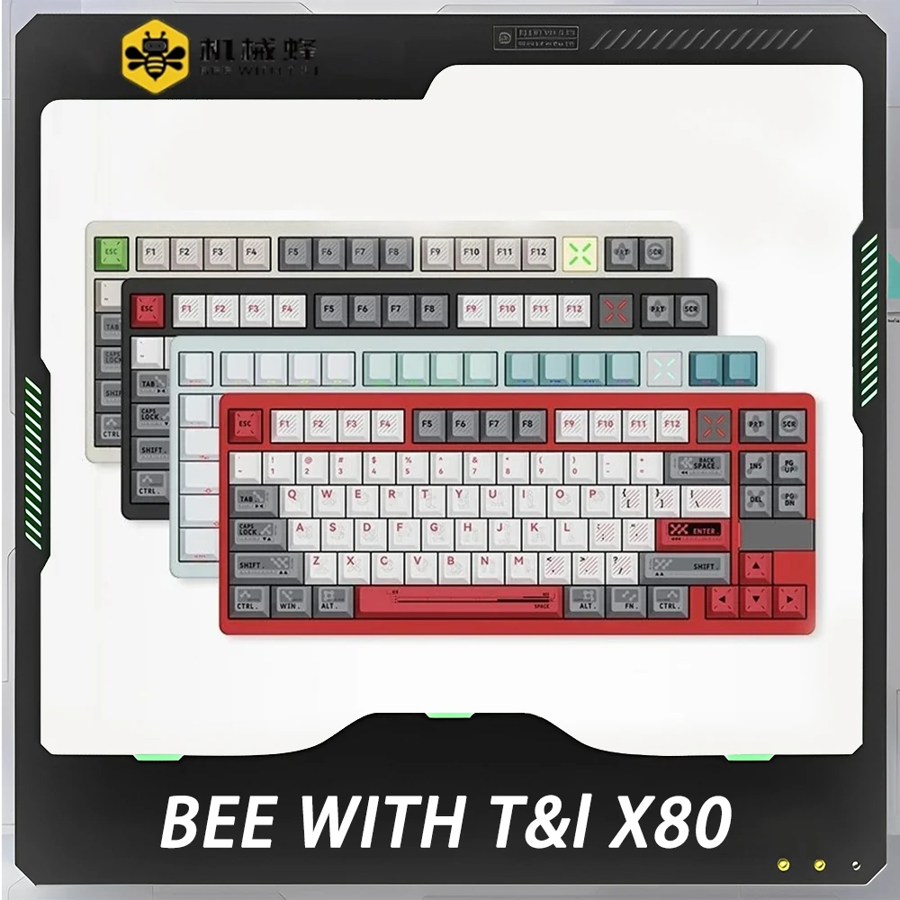 

BEE WITH T&l X80 Mechanical Keyboard Three Mode Wireless Gaming Keyboard Aluminium Alloy Keyboard 5000mAh Hot Swap Accessories