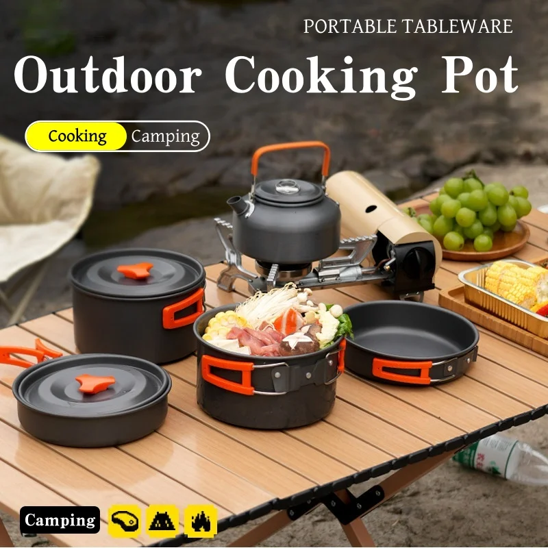 Outdoor cooking utensils, camping cookware, water heaters, tea pots, frying pans, portable outdoor stoves, camping tableware 1