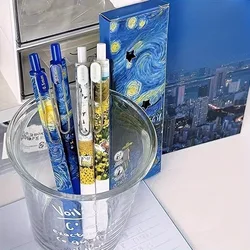 Set of 4 Retractable Gel Pens, Smooth 0.5mm Tips, Lightweight Blue Design-Perfect for School, Office, and Gifting (4pcs set)