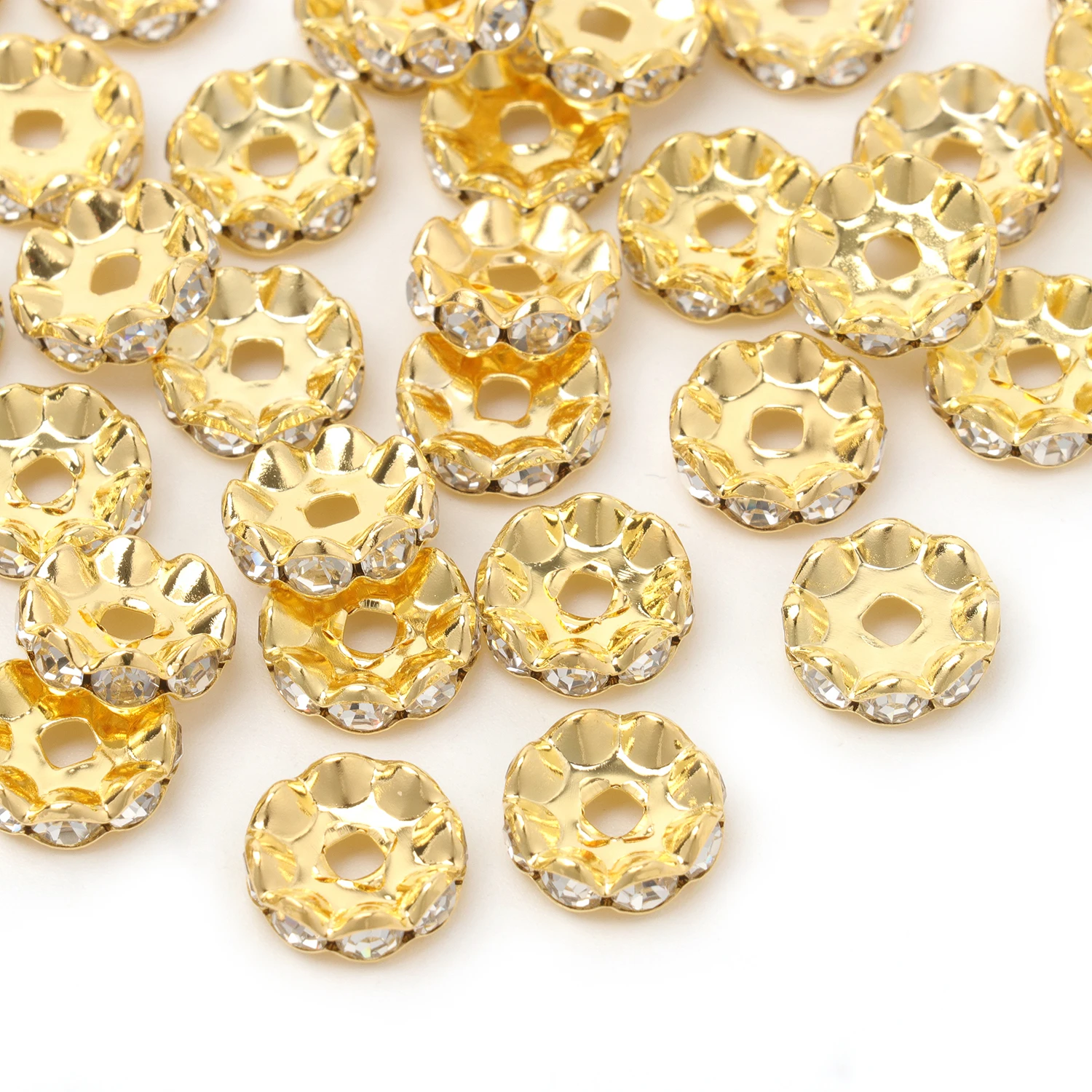 30 teile/los 12mm Strass Rondelle Kristall Großes Loch Runde Lose Spacer Perlen für Schmuck DIY Machen Armband Halskette Zubehör – Detail 10