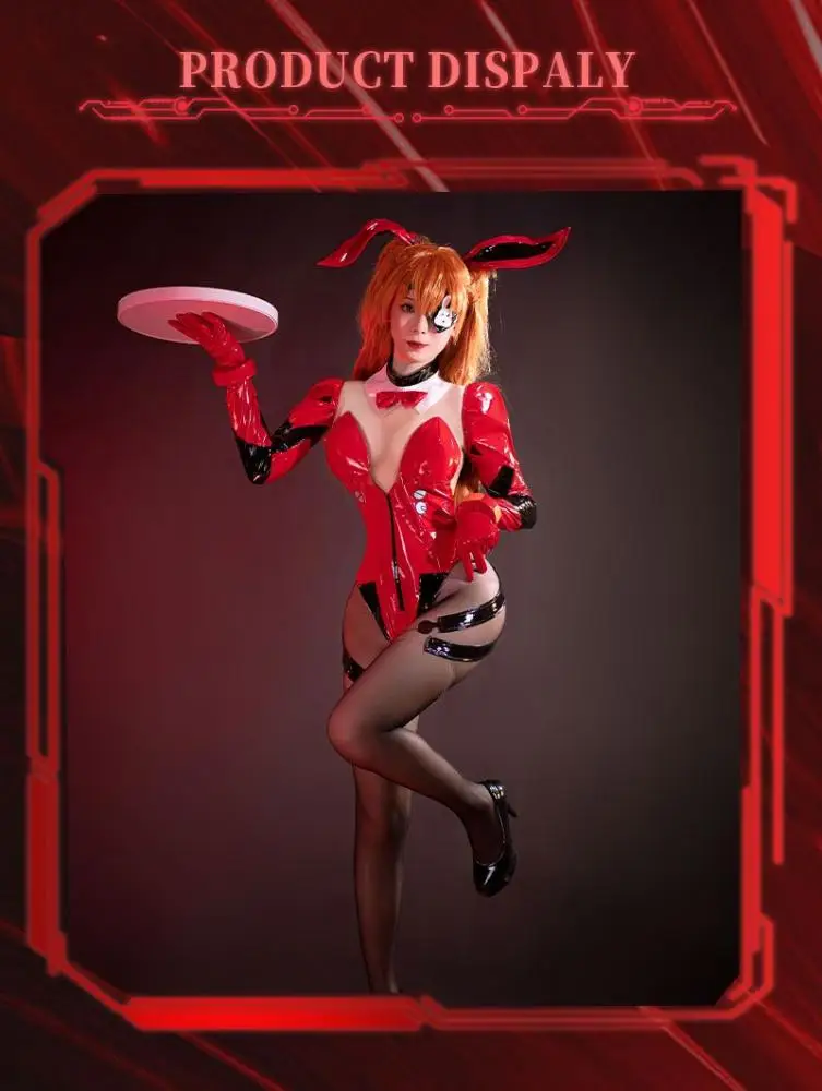 Asuka Bunny Girl Cosplay Kostüm - Roter Jumpsuit Uniform für Halloween 17 Asuka Bunny Girl Cosplay Kostüm - Roter Jumpsuit Uniform für Halloween 6