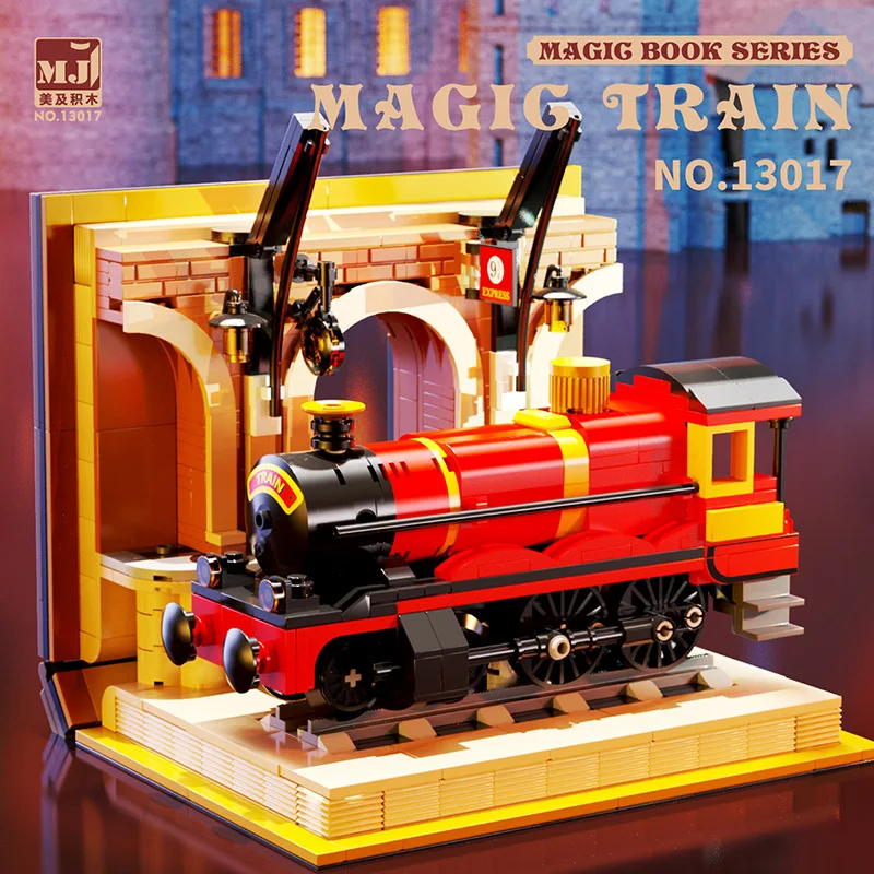 

MJ 13017 Magic Train Model Brick Desktop Decoration Child DIY Small Particle Toys Building Blocks Gift For Boys And Girls 929Pcs