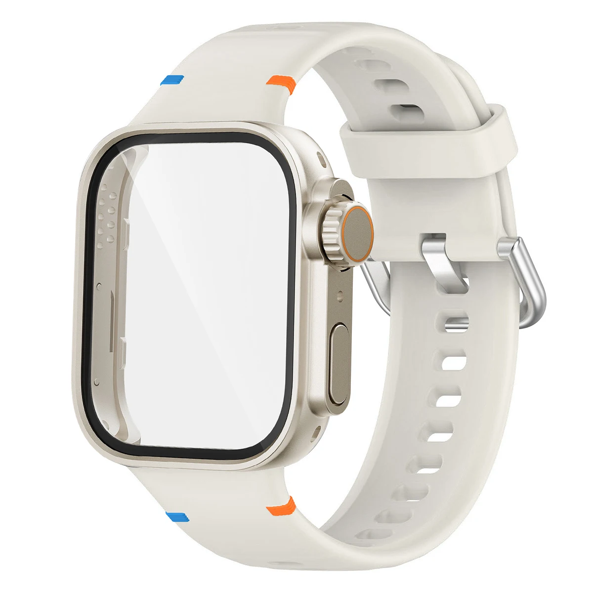 Versatile Protection Bundle: Silicone Sport Band, Full Cover Case & Tempered Glass Film