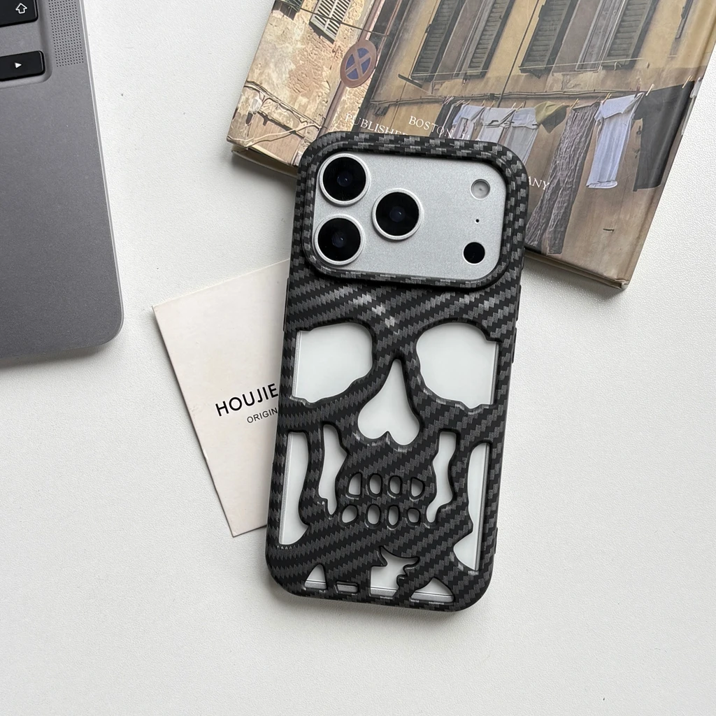 Retro Fashion Matte Hollow Out Skull Skeleton Shockproof Protective Phone Cover Case